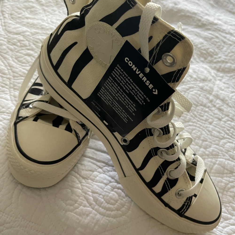Converse Zebra print high tops, never worn